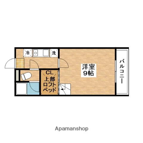 スプリング(1K/1階)の間取り写真