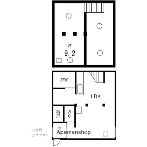 ミドルリバー(1LDK/2階)の間取り写真