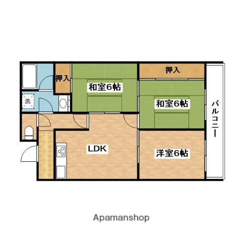ヴィラ谷内(3LDK/3階)の間取り写真