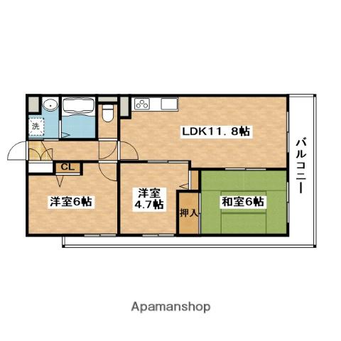 ベルヴュー南が丘(3LDK/2階)の間取り写真