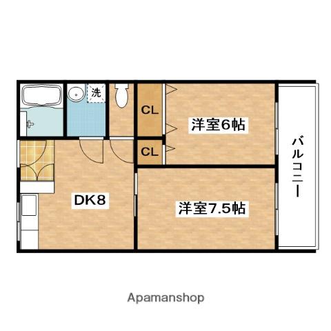 旭第1マンション(2DK/2階)の間取り写真