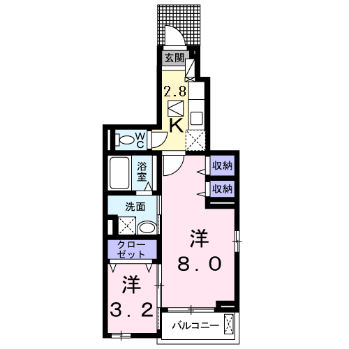 モデッサ フェリーチェ(2K/1階)の間取り写真