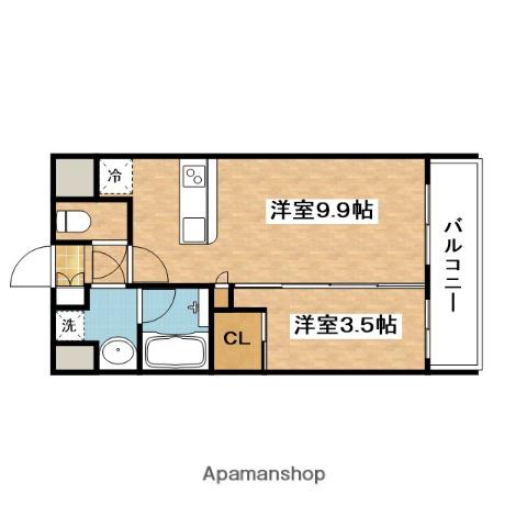 AURA吹田元町(1LDK/1階)の間取り写真