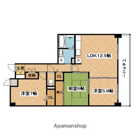 プラージュキシダ(3LDK/2階)の間取り写真