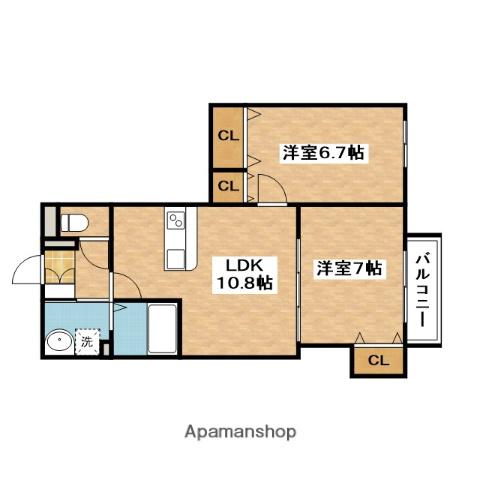 フォレストウッドU・D・A(2LDK/1階)の間取り写真