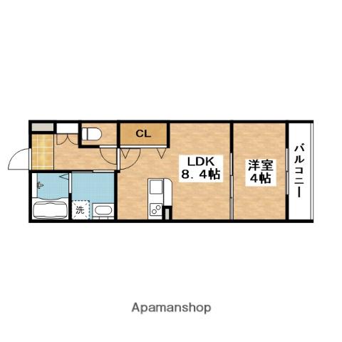 プライムコート豊津(1LDK/3階)の間取り写真