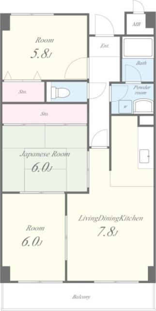 グレイスミシマ(3LDK/3階)の間取り写真