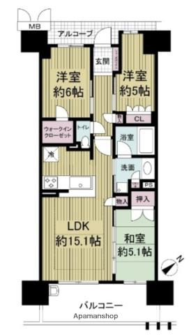 ローレルスクエア健都ザ・レジデンス フォース(3LDK/14階)の間取り写真