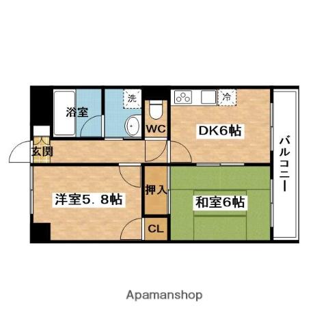 ピュアプレイス(2DK/4階)の間取り写真