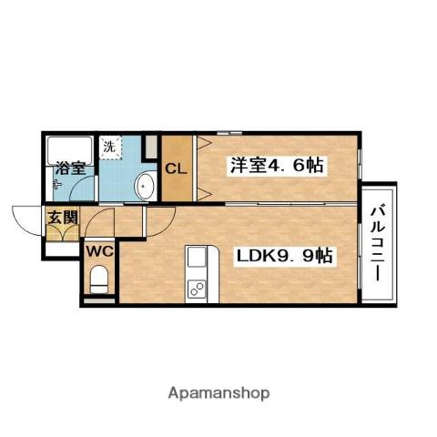 リーベ岸部(1LDK/3階)の間取り写真