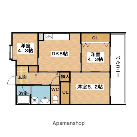 OPH南千里津雲台(3DK/6階)の間取り写真