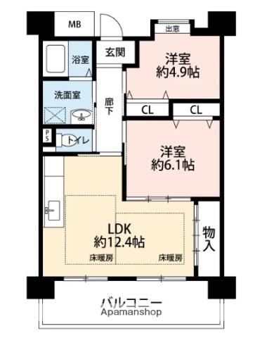 OPH南千里津雲台(2LDK/4階)の間取り写真