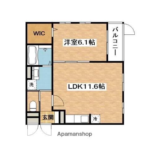 ヴィリダーリウム 上山手(1LDK/1階)の間取り写真