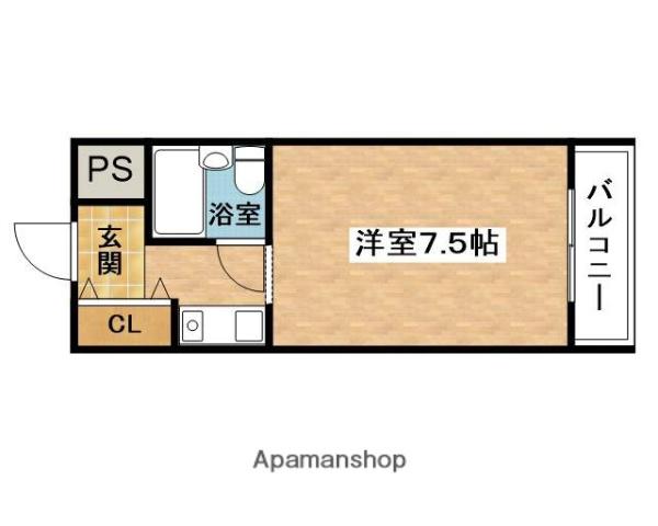 カーサオクノ(1K/1階)の間取り写真