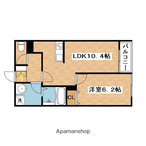 エドモントン(1LDK/2階)の間取り写真