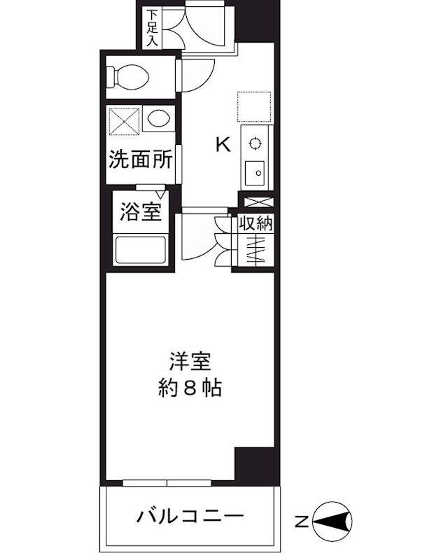 シャンピアコート茨木(1K/9階)の間取り写真