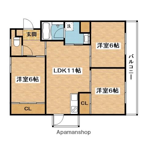 パークサイドビル(3LDK/3階)の間取り写真