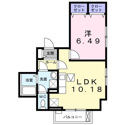 タウンハウスKK Ⅲ(1LDK/1階)の間取り写真