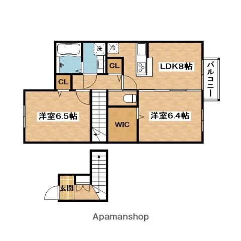 ファミリーハイツTAKT(2LDK/2階)の間取り写真