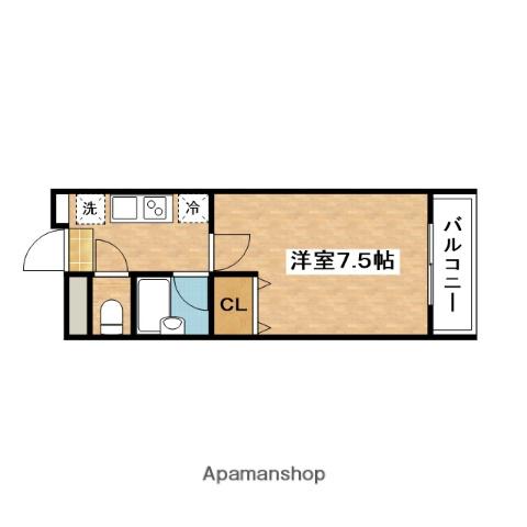 コアティーパートⅠ(1K/4階)の間取り写真