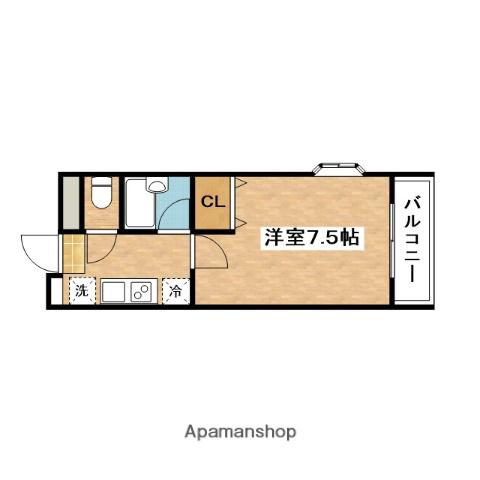 コアティーパートⅠ(1K/2階)の間取り写真