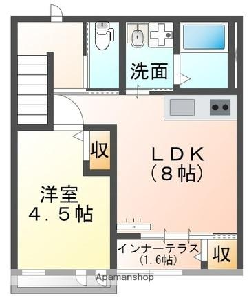 プラシード(1LDK/2階)の間取り写真