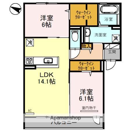 プレサージュ香音(2LDK/3階)の間取り写真