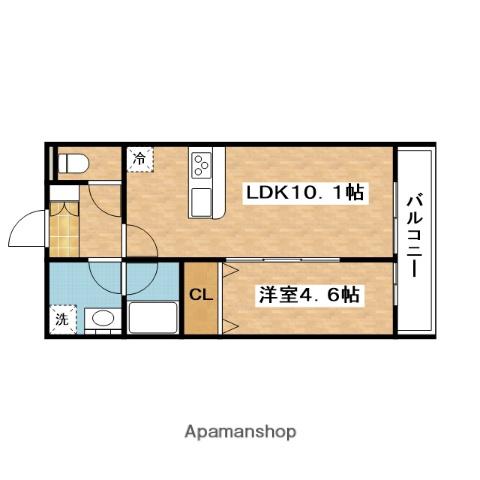 プランドール新町(1LDK/1階)の間取り写真
