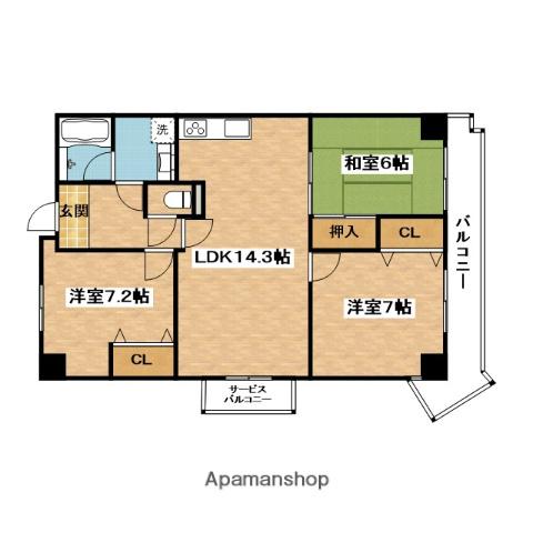 プランドール桃山台(3LDK/1階)の間取り写真