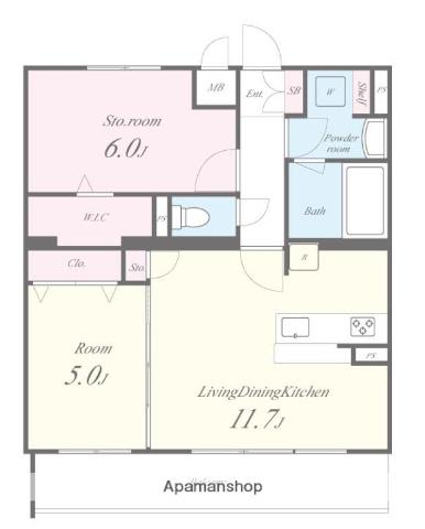 パークサイド健都(2LDK/2階)の間取り写真