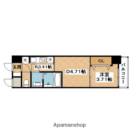 リブネスコート江坂(1DK/6階)の間取り写真