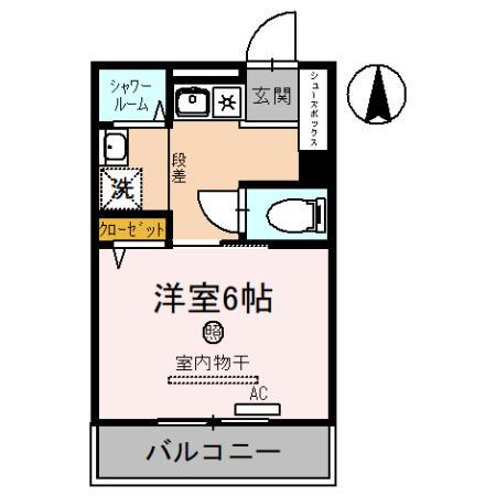 シャロームⅡ(1K/4階)の間取り写真