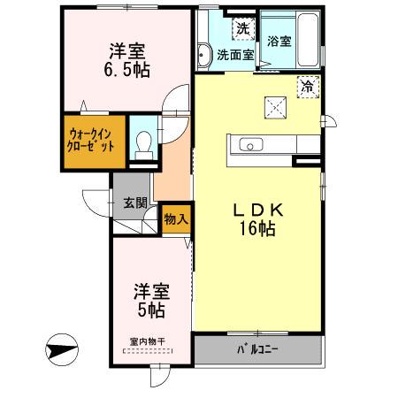 プルメリア(2LDK/1階)の間取り写真