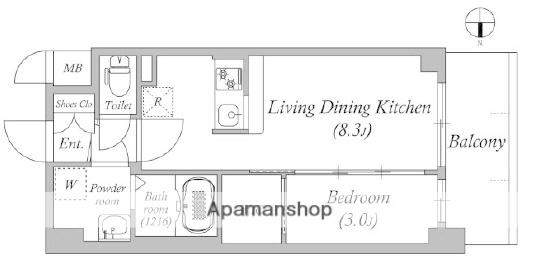 MAXIV CROS 江坂(1LDK/5階)の間取り写真