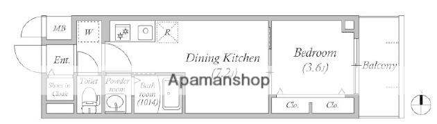 MAXIV CROS 江坂(1DK/4階)の間取り写真