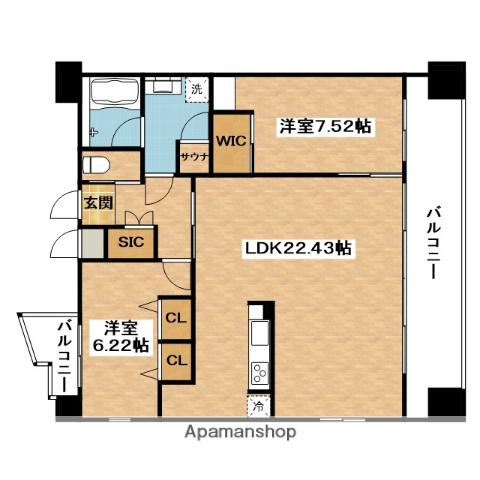 プレジオ東三国(2LDK/8階)の間取り写真