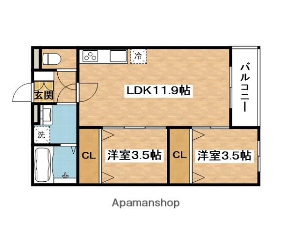 VILLA 41 YAMATE SUITA(2LDK/3階)の間取り写真