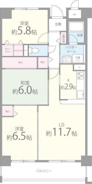 ロイヤル アネックス(3LDK/4階)の間取り写真