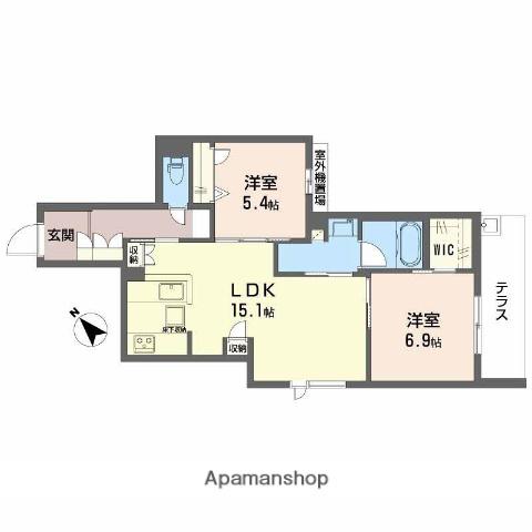 オルキデア クオーレ(2LDK/1階)の間取り写真
