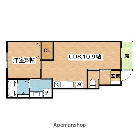 VIOLET清和園(1LDK/1階)の間取り写真