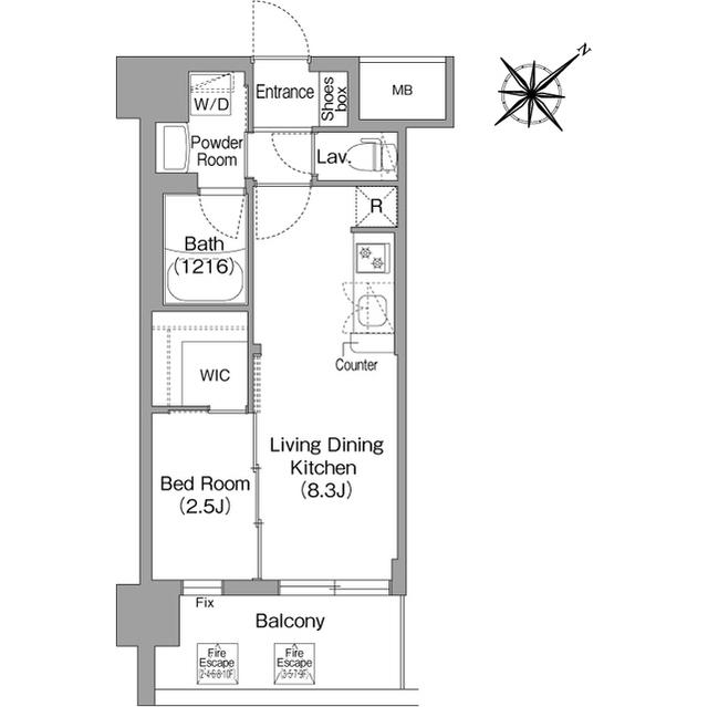 コンフォリア・リヴ淡路(1LDK/4階)の間取り写真