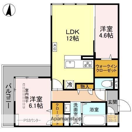 めぞん西田中(2LDK/3階)の間取り写真