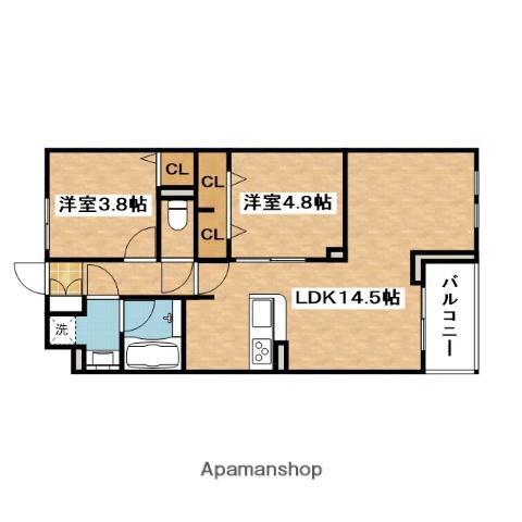 CASA COCO(2LDK/3階)の間取り写真