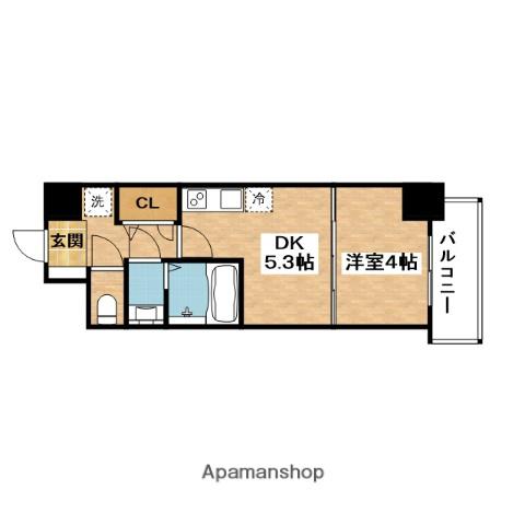 クレストコート江坂垂水町(1DK/2階)の間取り写真
