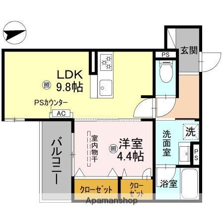 クレッシェンドⅥ(1LDK/2階)の間取り写真