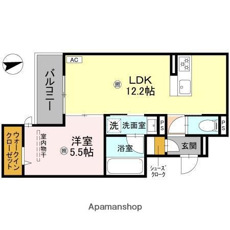 クレッシェンドⅥ(1LDK/2階)の間取り写真