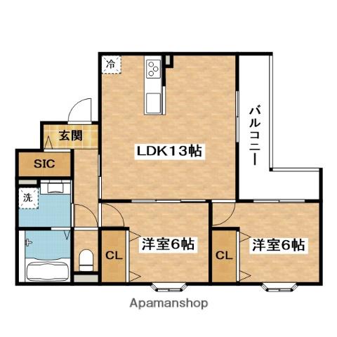 BELLE VILLE SAIDELA(2LDK/3階)の間取り写真