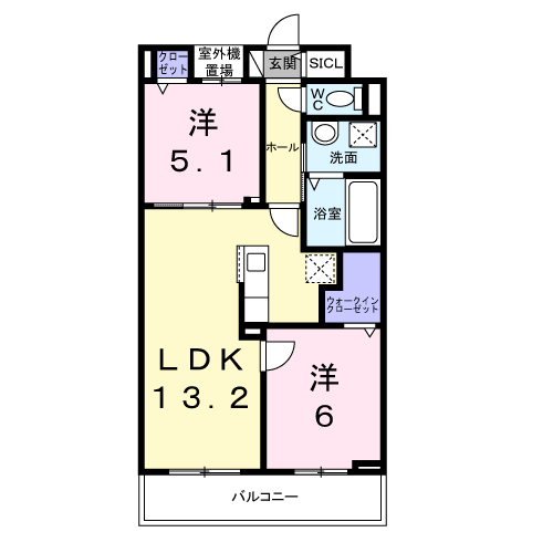 ブリーヴィアコート(2LDK/2階)の間取り写真