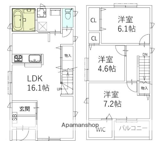 阪急電鉄千里線 豊津駅(大阪) 徒歩9分 3階建 新築(3LDK)の間取り写真