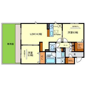 CASA FELICE UNOBE カサ フェリーチェ 宇野辺(2LDK/1階)の間取り写真